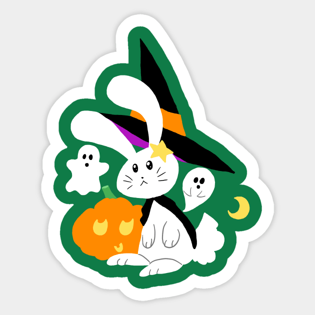 Halloween Witch Bunny Sticker by saradaboru